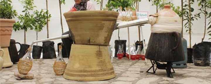 Distillation de l’eau des fleurs de bigaradier et de rosier (تقطير ماء الزهر و الورد)